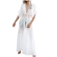 thumbnail image 1 of USSUMA Dresses For Women Party Casual,Women Solid Beach Kaftan Long Maxi Dress Cover Up Gown Deep V-Neck Hollow Out Perspective Bandage Sun Dress, 1 of 8