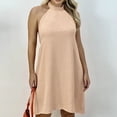 thumbnail image 1 of USSUMA Dresses for Women 2025 Casual Spring Summer Dresses Short Sleeve Solid Color Striped Loose Fit Maxi Dress Vintage Dresses Comfortable Dress Climbing Reduced Price Khaki Dress Size-XXXL, 1 of 4