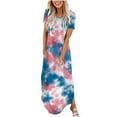 thumbnail image 1 of USSUMA Dresses for Women Party Casual,Women's Casual Loose Sundress Long Dress Sleeveless Split Maxi Dresses Summer Tie-Dye Beach Vacation Dress, 1 of 5