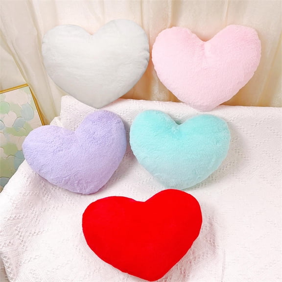 USSUMA Faux Rabbits Hair Heart-Shaped Pillow Personalized Heart-Shaped Sofa Cushion Bedside Decorative Adorable Home Decor