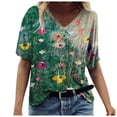 thumbnail image 1 of USSUMA Floral Print Tops for Women Vintage Summer Casual Tops Short Sleeve V Neck Loose Tees Boho Tunic Blouse T Shirt Tops, 1 of 3