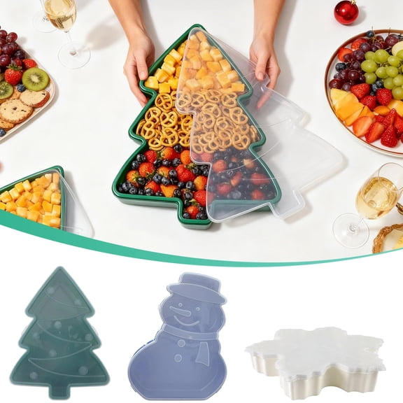USSUMA Gifts Christmas Gift Storage Box Holiday Themed Container for Cookies Snacks Ornaments Festive Food Storage Container With Lid