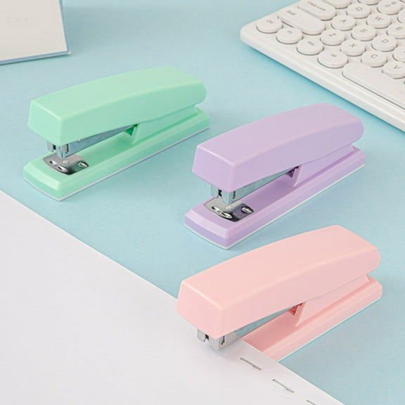 USSUMA Gifts Macaron Color Stapler Home Portable Mini Student Binding Office Bookable Medium Seam Effortless Stapler