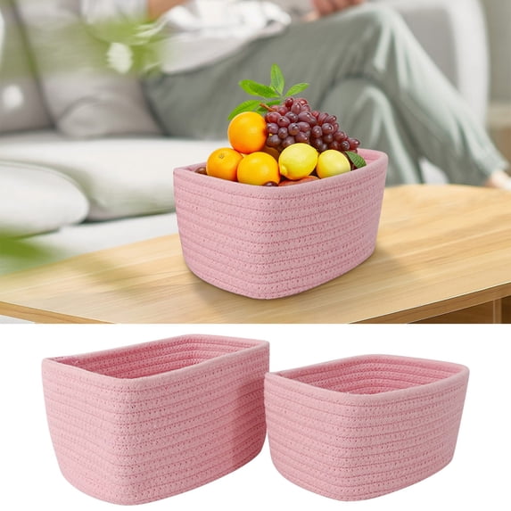USSUMA Gifts Rope Storage Basket Large Capacity Living Room Storage Basket Storage Basket Pink