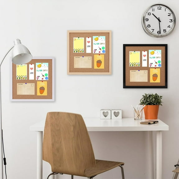 USSUMA Hanging Photo Display Board Photo Wall Decor Office Cork Board Message Board for Home Decor Or Office Black