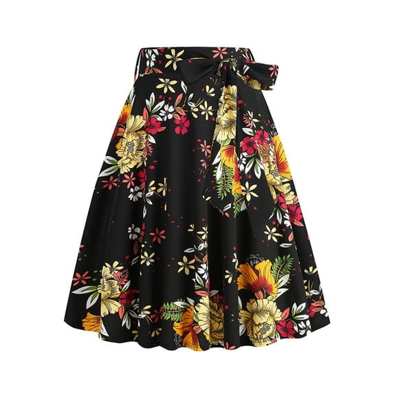 USSUMA High-Waist Bandage A-Line Midi Skirt Tie Waist Flared Hem Elegant Draped Fabric Pull-On Design For Office Evening And Casual Dress-Up Versatile Wardrobe Staple