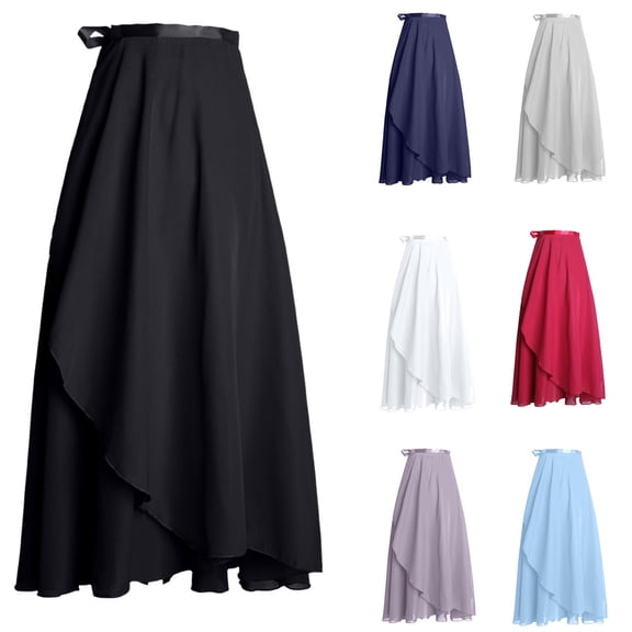 USSUMA High-Waist Wrap Sheer Dance Skirt Layered Mesh Pull-On Design With Tie Closure Flowy Mid-Calf Silhouette For Ballet Dance Class Beach Cover-Up And Performance Apparel