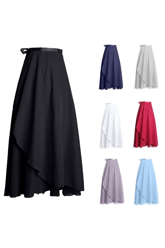 High-Waist Wrap Sheer Dance Skirt Layered Mesh Pull-On Design With Tie Closure Flowy Mid-Calf Silhouette For Ballet Dance Class Beach Cover-Up And Performance Apparel