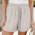 thumbnail image 1 of USSUMA High Waisted Shorts Women Solid Color Elastic Band Loose And Simple Ribbed Mid Waist Lace-Up Shorts Casual Loose Flowy Short Pants Drawstring Wide Legs Slim Fit Shorts for Women Khaki S, 1 of 5