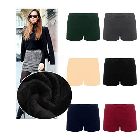 USSUMA High Waisted Shorts Women Solid Color Hotpants Pull-on Elastic Mid Waist Thick Three Quarter Pants Plus Size Plus Size Casual Shorts Leggings Relaxed Fit Shorts for Women Black L