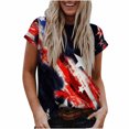 thumbnail image 1 of USSUMA Independence Day Patriotic Womens Tops Summer Loose Fit 4th of July American Flag Summer Top and Blouses Trendy Short Sleeve Shirts T-Shirt for Women Dressy Crewneck Tunic Plus, 1 of 8