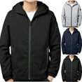 thumbnail image 1 of USSUMA Jacket Waterproof Men Men's Windbreakers Long Sleeves Hooded Zipper Pocket Coat Trendy Solid Color Loose Outerwear Climbing Fall Top, 1 of 7