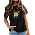 thumbnail image 1 of USSUMA Juniors Basic Cute Graphic Womens Tops Summer Loose Fit Sunflower Print Summer Top and Blouses Trendy Short Sleeve Shirts T-Shirt for Women Dressy Round Neck Tunic Plus, 1 of 7