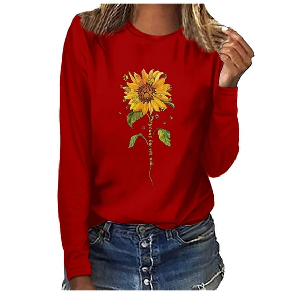 USSUMA Ladies Autumn Sweatshirts Pullover, Bohemian Fashion Classic Fit Blouses for Women Plus Size Scoop Neck Long-Sleeves Shirt Tshirt Moire Landscape Pattern Sweaters Tops