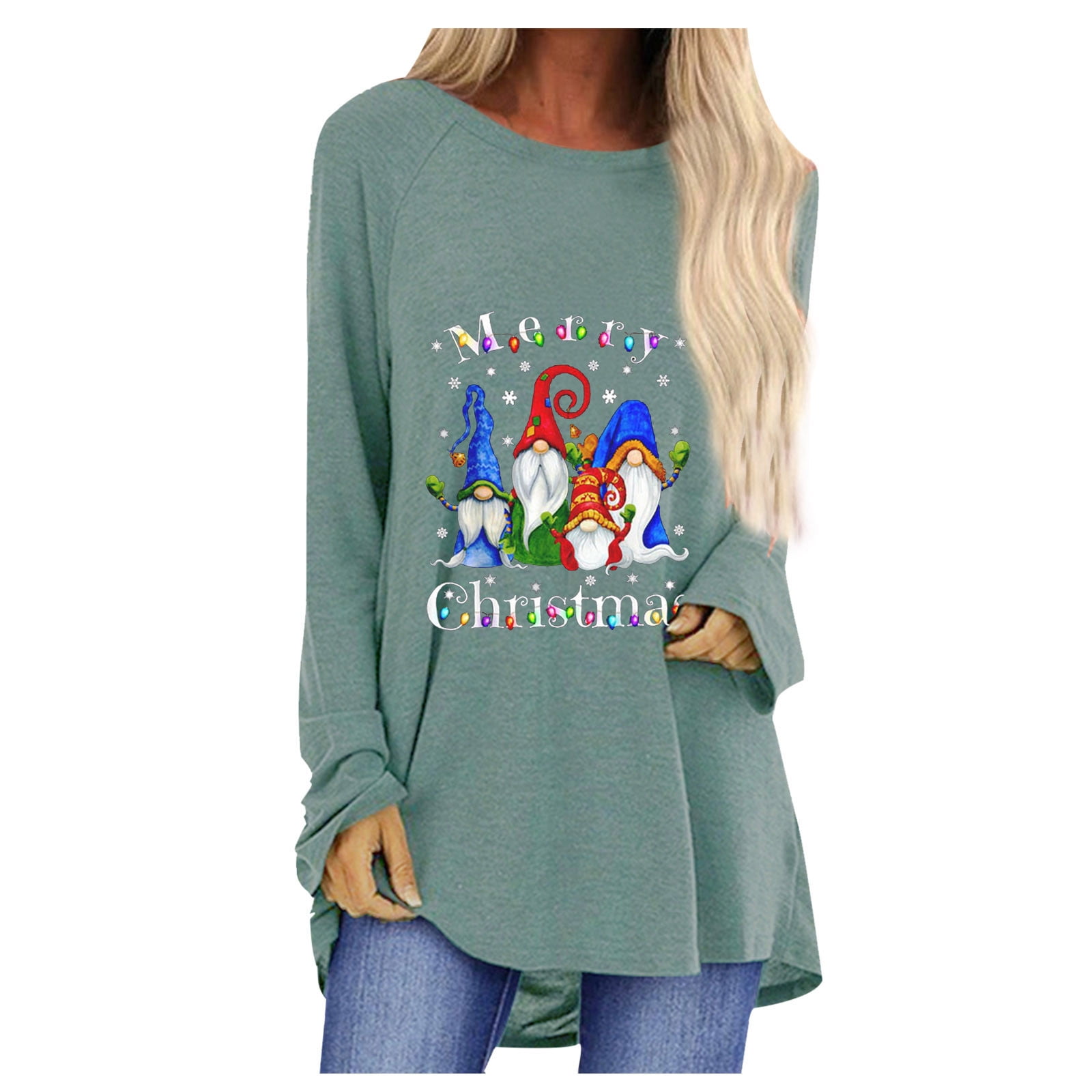Deerose Women's Christmas Plaid Raglan Tunic Shirt - Long Sleeve, Relaxed Fit, Holiday Top - View #9