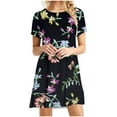thumbnail image 1 of USSUMA Ladies Floral Mini Short Bodycon Sun Dress, Bodycon Dresses For Women Long Sleeves Crewneck Polka Dots Plain Design Ethnic Cute Dresses Tiered Flowy, 1 of 4
