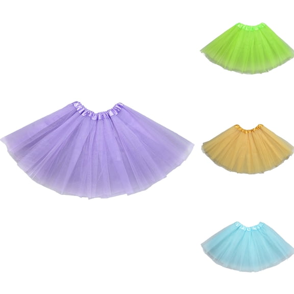 USSUMA Layered Tulle Pleated Mini Tutu Skirt Elastic Waist Three-Layer Puffy Ballet-Inspired Performance Costume For Dance Parties Photo Shoots And Festivals — Tutu Skirt