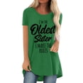thumbnail image 1 of USSUMA Letter Print Womens Blouses and Tops Dressy Short Sleeve Plus Female Tops Casual Oldest Sister Funny Long T-Shirts Shirt for Women Trendy Crewneck Tunic Plus Size, 1 of 4