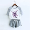 thumbnail image 1 of USSUMA Linen Shorts for Women Animal Prints Drop Sleeves Set Short Sleeve Crew Neck T Shirt Drawstring Shorts with Pocket Lounging Split Stylish Short Pants Suit Shorts for Women Gray Xxl, 1 of 3