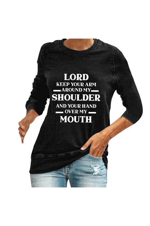 USSUMA Long Sleeve Shirts For Women Trendy - Oversized Boho Daily Tunics Tops for Women O-Neck Long-Sleeves Womens Fall Winter Tees T-Shirt Cartoon Paisley Lace Design Pullover Top