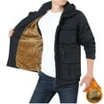 thumbnail image 1 of USSUMA Men Jackets Waterproof Windproof Jacket Men Long Sleeved Hooded Full Zipper Pocket Coat Stylish Solid Color Loose Outerwear Going out Fall Top, 1 of 2