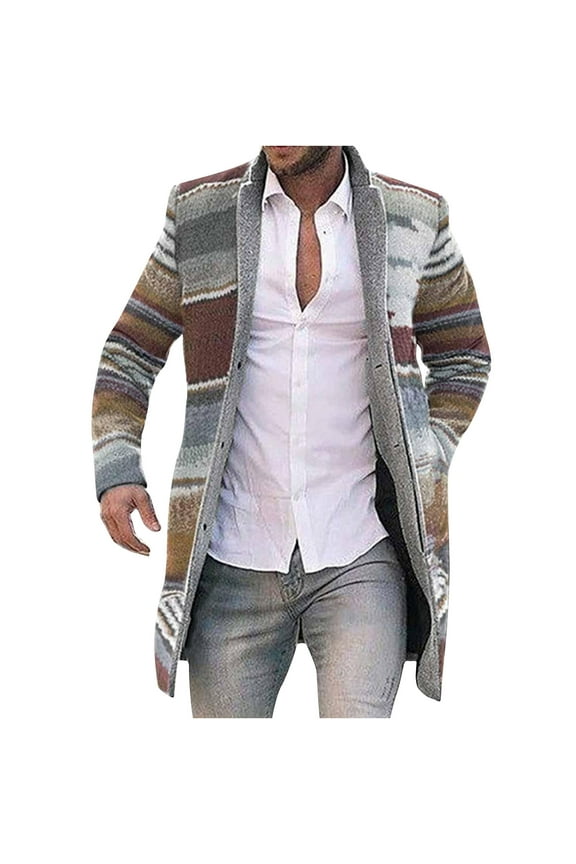 USSUMA Men's Cardigan Sweaters Lightweight , Classic Loose Sweaters Men Jacket Trendy Jackets with Pockets Youth Color Block Long Sleeve Cardigan