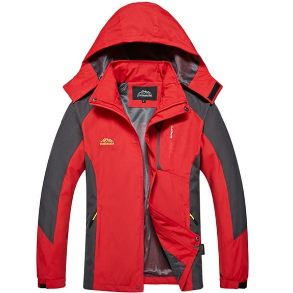 USSUMA Men's Jacket Waterproof Men's Windbreakers Long Sleeved Hooded Zipper Pocket Coat Comfortable Multicolor Loose Outerwear Running Fall Top
