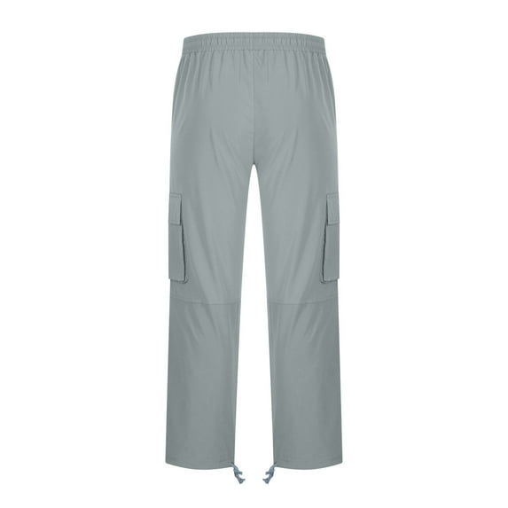 USSUMA Mens Cargo Pants With Pockets Loose Fit Straight Wild Cargo Pants Drawstring Tactical Pant Hiking Jogger Sweatpants