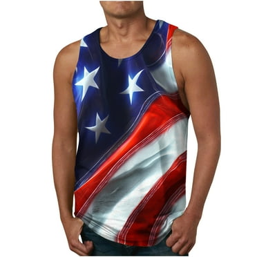 USSUMA Mens Muscle Tank Top Sleeveless Crewneck Funny Print Graphic Tee Shirts Mens American Flag Sunflower Graphic Big and Tall Tee Tops Multicolor,XXXXXL