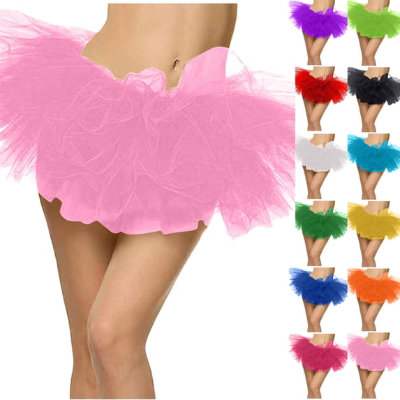 USSUMA Multicolor Layered Tulle Puffy Dance Skirt Elastic Waist Three-Tier Mesh Petticoat For Performances Parades Festivals And Party Costume Styling — Tutu Skirt
