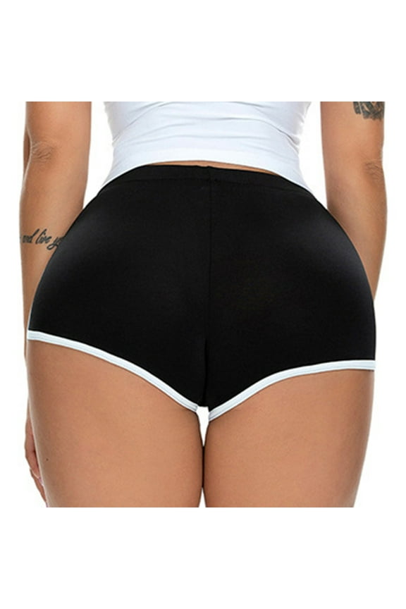 Online Shopping Plus Size Shorts Solid Color Dolphin Pull-on Elastic Waist Compression Hip Lifting Leggings High Waist Sports Trendy Shorts Semi Fit Shorts for Dating Black Xl
