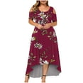 thumbnail image 1 of USSUMA Plus Size Long Maxi Dress for Women Summer Floral Print Loose Cold Shoulder Elegant Party Evening Sundresses, 1 of 5
