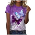 thumbnail image 1 of USSUMA Plus Womens Tops Dressy Casual Comfy Cute Loose Crewneck Women's Tunics 3D Rose Butterfly Print Basic Tee T Shirts for Women Short Sleeve Summer Blouses Trendy, 1 of 6