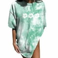 thumbnail image 1 of USSUMA Plus Womens Tops Dressy Casual Crew Neck Short Sleeve Women's Shirts and Blouses Gradient Floral Print T-Shirts for Women Trendy Oversized Vintage Graphic Tunic Top Summer Beach, 1 of 8