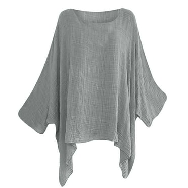 USSUMA Plus Womens Tops Dressy Casual Loose Flowy Batwing Sleeve Crewneck Women's Tunics Solid Color Basic Tee T Shirts for Women 3/4 Sleeve Summer Blouses Trendy