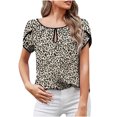 thumbnail image 1 of USSUMA Plus Womens Tops Dressy Casual Petal Sleeve Hollow Out Round Neck Women's Tunics Polka Dot Basic Tee T Shirts for Women Short Sleeve Summer Blouses Trendy, 1 of 8
