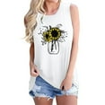 thumbnail image 1 of USSUMA Plus Womens Tops Dressy Casual Sleeveless Crewneck Women's Shirts and Blouses Loose Graphic Tank Tops T-Shirts for Women Trendy Sunflower Vase Print Tunic Top Summer Beach, 1 of 5