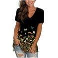 thumbnail image 1 of USSUMA Plus Womens Tops Dressy Casual V Neck Short Sleeve Women's Shirts and Blouses Daisy Print T-Shirts for Women Trendy Bohemian Retro Basic Flowy Tunic Top Summer Beach, 1 of 6