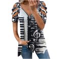 thumbnail image 1 of USSUMA Plus Womens Tops Dressy Casual Women's Cut Out Cold Shoulder Casual Tops Summer Short Sleeve T Shirts Sexy Low Cut Zipper V Neck Plus Size Tunic Blouse, 1 of 8