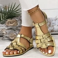 thumbnail image 1 of USSUMA Sandals for Women 2025 Women's Fashion Casual Summer New Large Size Flat Buckle Hollow Open Toe Beach Sandals Quick-Errand Running Slides up to 50% Off, 1 of 7