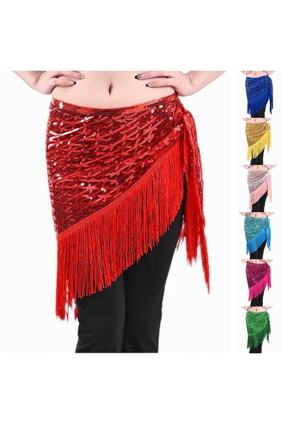 Sequined Performance Belly Dance Skirt and Hip Scarf Set Lined Stretch Waist for Stage Shows Festival Costumes Rave Photo Ops and Dance Rehearsals