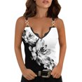 thumbnail image 1 of USSUMA Sexy Lace Trim Tank Tops Summer Tops for Women 2022 Trendy Floral Print Womens Tunic Tops v Neck Basic Shirts Tees Sleeveless Dressy Blouses for Women, 1 of 5