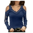 thumbnail image 1 of USSUMA Sexy Tops for Women Trendy Going Out Western Aztec Printed Lace Shirt Long Sleeve V-Neck Dressy Casual Lace Blouse, 1 of 6