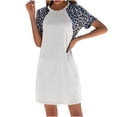thumbnail image 1 of USSUMA Short Sleeve Sundresses for Women Leopard Print Color Block Midi Beach Party Dresses Flowy Aline Tshirt Sun Dresses Women's Summer Casual Round Neck Dress Wedding Guest, 1 of 8