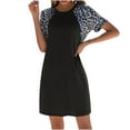 thumbnail image 1 of USSUMA Short Sleeve Sundresses for Women Leopard Print Color Block Midi Beach Party Dresses Flowy Aline Tshirt Sun Dresses Women's Summer Casual Round Neck Dress Wedding Guest, 1 of 8
