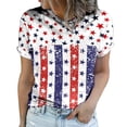 thumbnail image 1 of USSUMA Short Sleeve Women Tops Dressy Casual America Flag Patriotic 2022 Trendy T-Shirt Shirts Round Neck Cute 4th of July Plus Size Tunics Top for Women Summer Blouse, 1 of 6