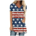 thumbnail image 1 of USSUMA Short Sleeve Womens Blouses and Tops Dressy 4th of July American Flag Plus Womens Tops Casual Patriotic Flowy Long T-Shirts Shirt for Women Trendy V Neck Tunic Plus Size, 1 of 6