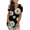 thumbnail image 1 of USSUMA Short Sleeve Womens Blouses and Tops Dressy Daisy Print Plus Womens Tops Casual Bohemian Retro Basic Flowy T-Shirts Shirt for Women Trendy V Neck Tunic Plus Size, 1 of 6