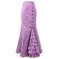 thumbnail image 1 of USSUMA Skirts for Women Midi Skirt Solid Color Fishtail Ruffles Tie Mid-Calf Skirt Retro Dress Loose Skirts Work My Order Hot Pink Skirt for Women Polyester M, 1 of 2