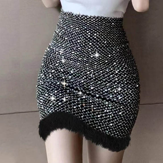 USSUMA Skirts for Women Midi Skirt Solid Color High Waist Slim Mid-Calf Skirt Vintage Skirts Loose Dress Date Festival Gift Silver Skirt for Women Free Size